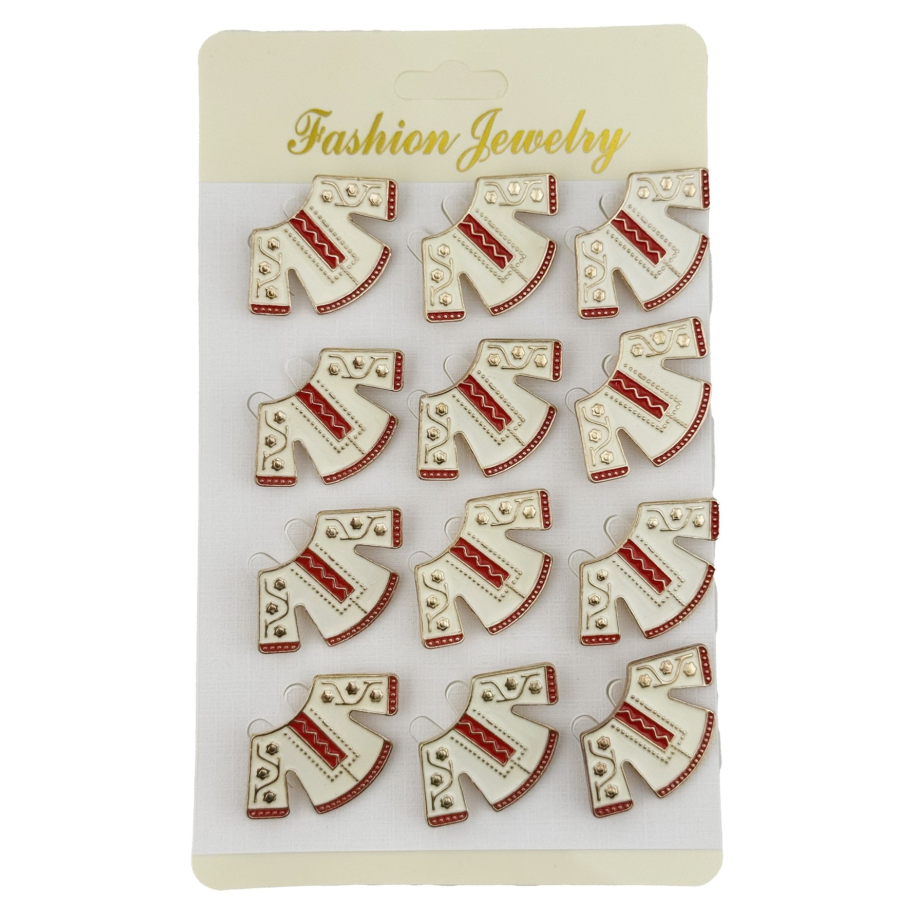 Set 12 Brose Martisor Traditional, Flippy, Model Haina Traditionala, Brose din Metal, Aspect Lacuit, 3 x 2,5 cm per