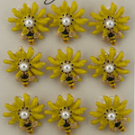 Set 12 Brose Martisor Primavara, Jolie, Model Albina pe Floare Galbena