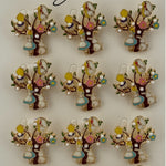 Set 12 Brose Martisor Primavara, Jolie, Model Copac, Fetita si Iepuras, Multicolor