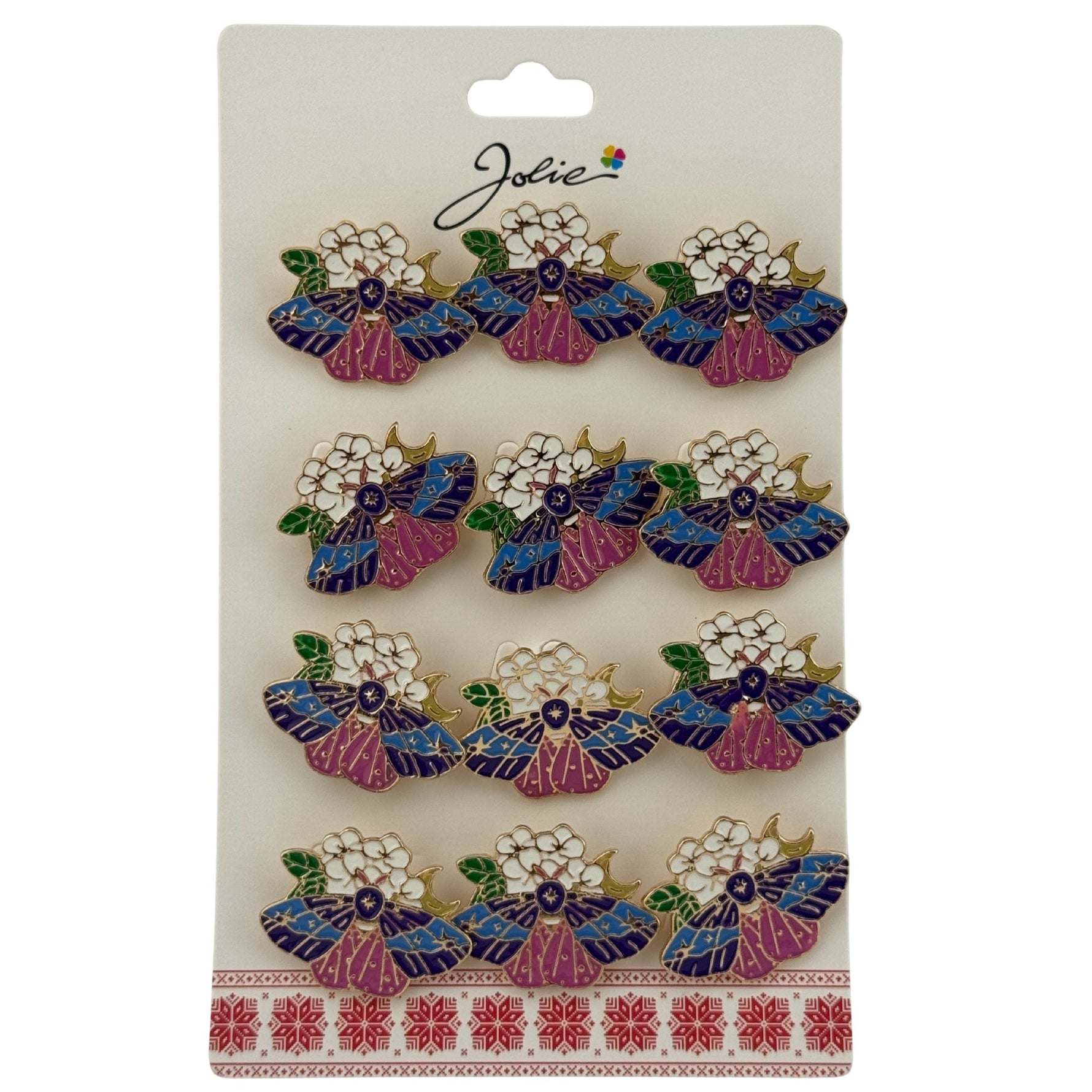 Set 12 Brose Martisor Primavara, Jolie, Model Fluture pe Floricele, Multicolor