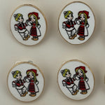 Set 12 Brose Martisor pentru Copii, Jolie, Model Baiat si Fata Imbracati Traditional, Multicolor