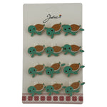 Set 12 Brose Martisor pentru Copii cu Broasca Testoasa, Jolie, Brose din Metal, Aspect Lacuit, 2,5 x 1,5 cm per