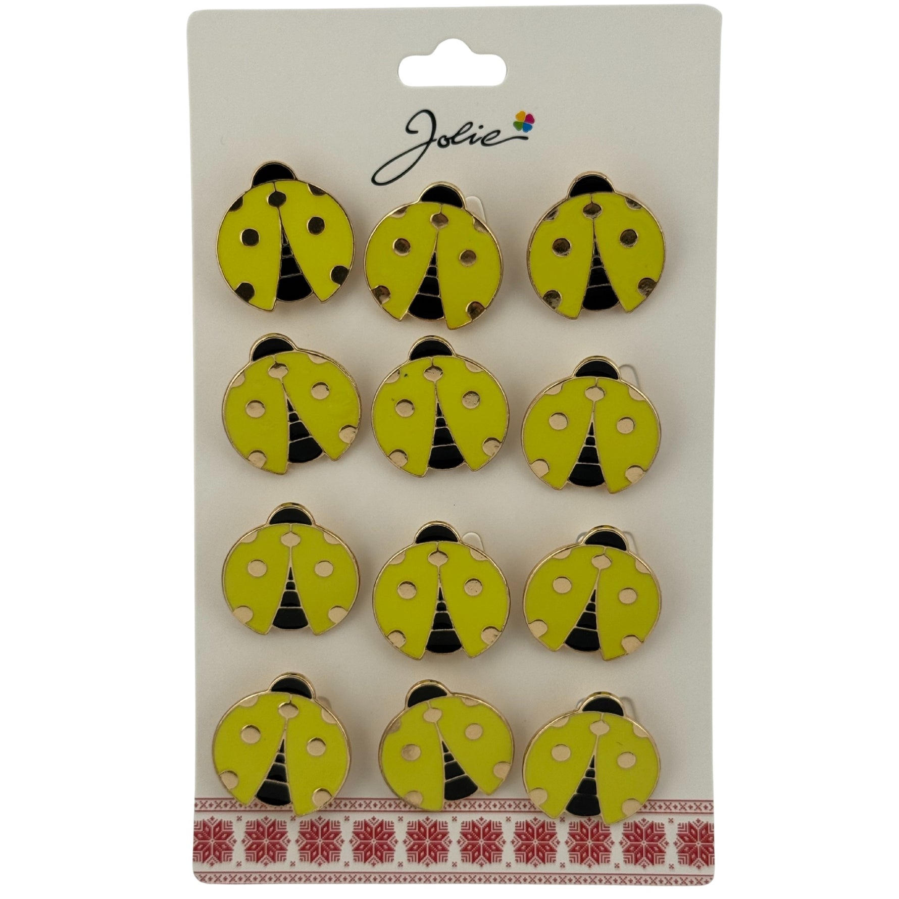 Set 12 Brose Martisor pentru Copii, Jolie, Model Buburuza, Auriu