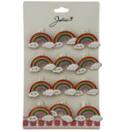 Set 12 Brose Martisor pentru Copii, Jolie, Model Curcubeu, cu Mesaj Zambeste, Multicolor
