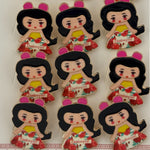 Set 12 Brose Martisor pentru Copii, Jolie, Model Fetita, cu Mesaj Zambeste, Multicolor