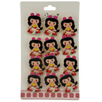 Set 12 Brose Martisor pentru Copii, Jolie, Model Fetita, cu Mesaj Zambeste, Multicolor