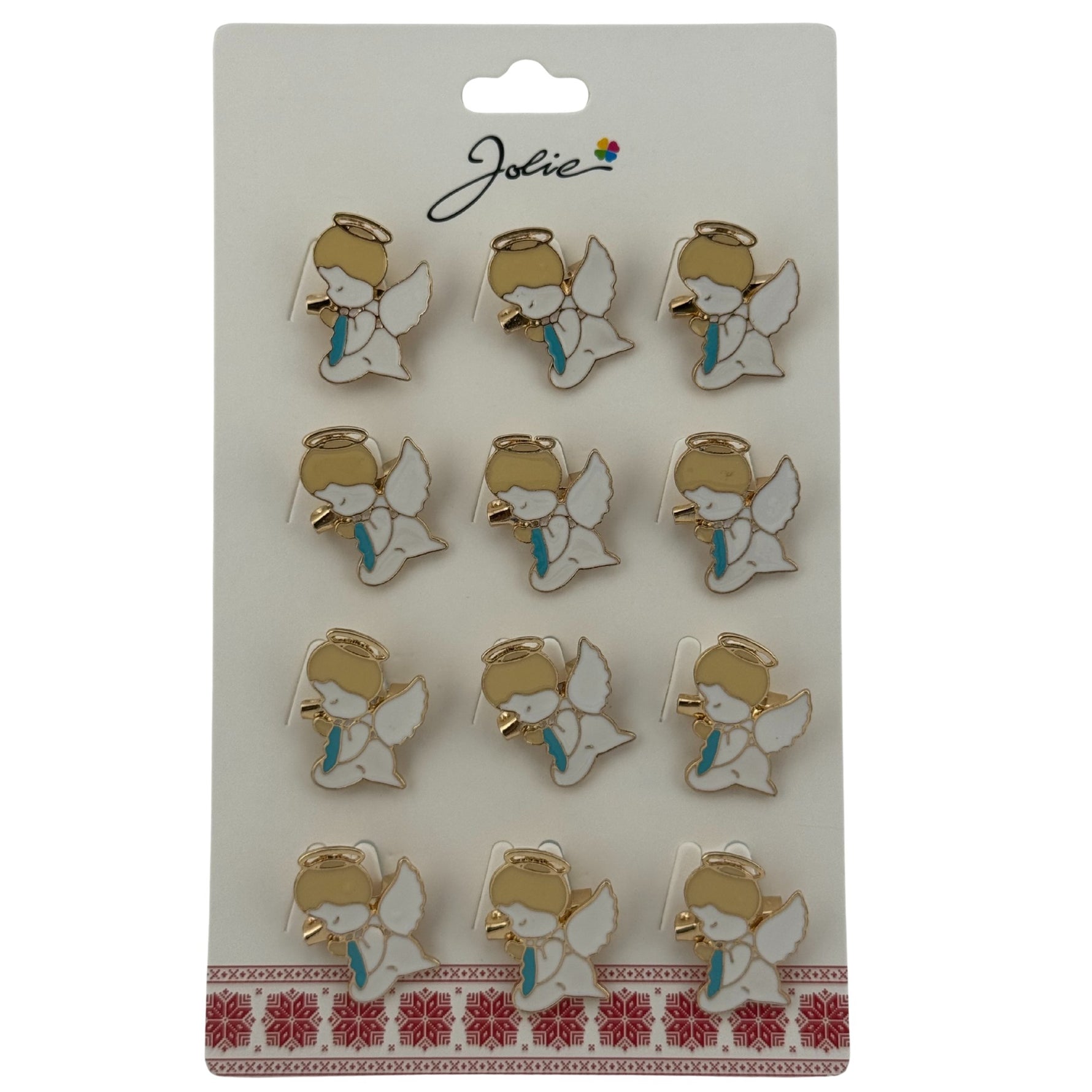 Set 12 Brose Martisor pentru Copii, Jolie, Model Ingeras, Alb