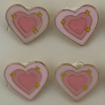 Set 12 Brose Martisor pentru Copii, Jolie, Model Inima cu Stelute, Roz