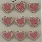 Set 12 Brose Martisor pentru Copii, Jolie, Model Inima cu Stelute, Roz