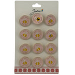 Set 12 Brose Martisor pentru Copii, Jolie, Model Albinuta, cu Mesaj Don`t Worry Bee Happy, Roz Galben
