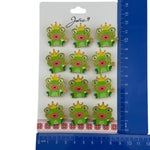 Set 12 Brose Martisor pentru Copii,, Jolie, Model Broscuta cu Coronita, Verde