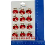 Set 12 Brose Martisor pentru Copii, Jolie, Model Buburuza cu Motiv Traditional, Rosu Alb