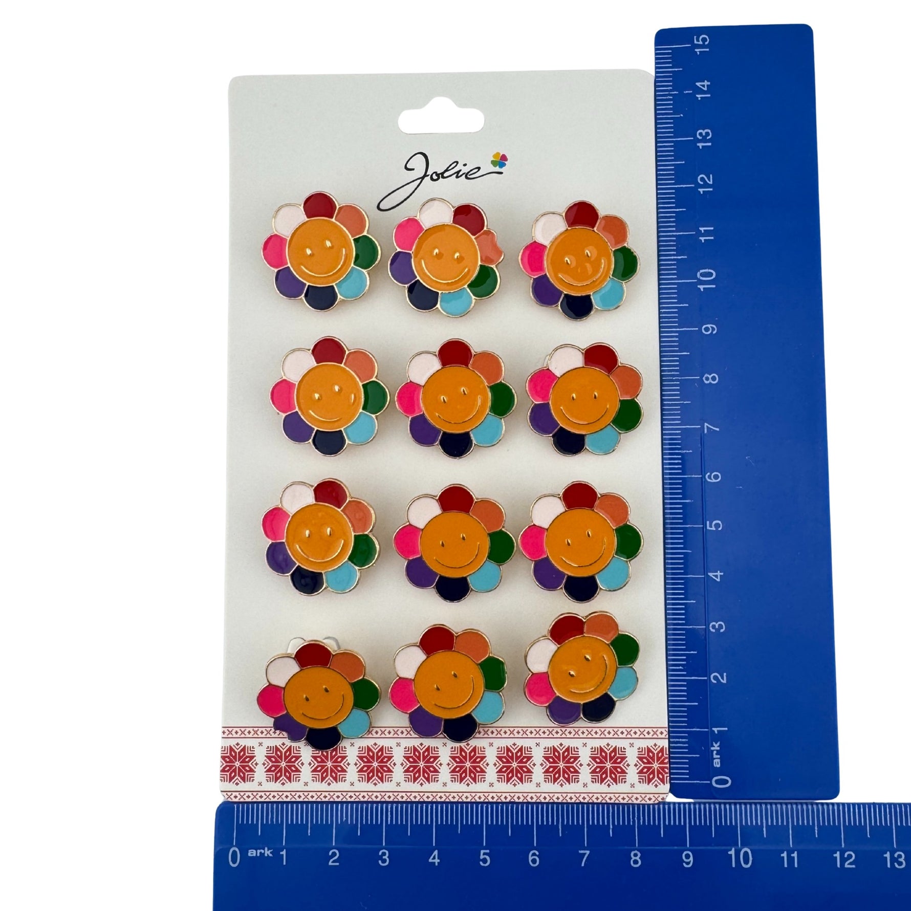 Set 12 Brose Martisor pentru Copii, Jolie, Model Floare care Zambeste, Multicolor