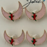 Set 12 Brose Martisor pentru Copii, Jolie, Model Semiluna cu Trandafiri, Roz