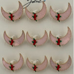 Set 12 Brose Martisor pentru Copii, Jolie, Model Semiluna cu Trandafiri, Roz