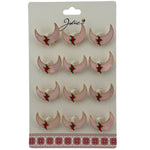 Set 12 Brose Martisor pentru Copii, Jolie, Model Semiluna cu Trandafiri, Roz