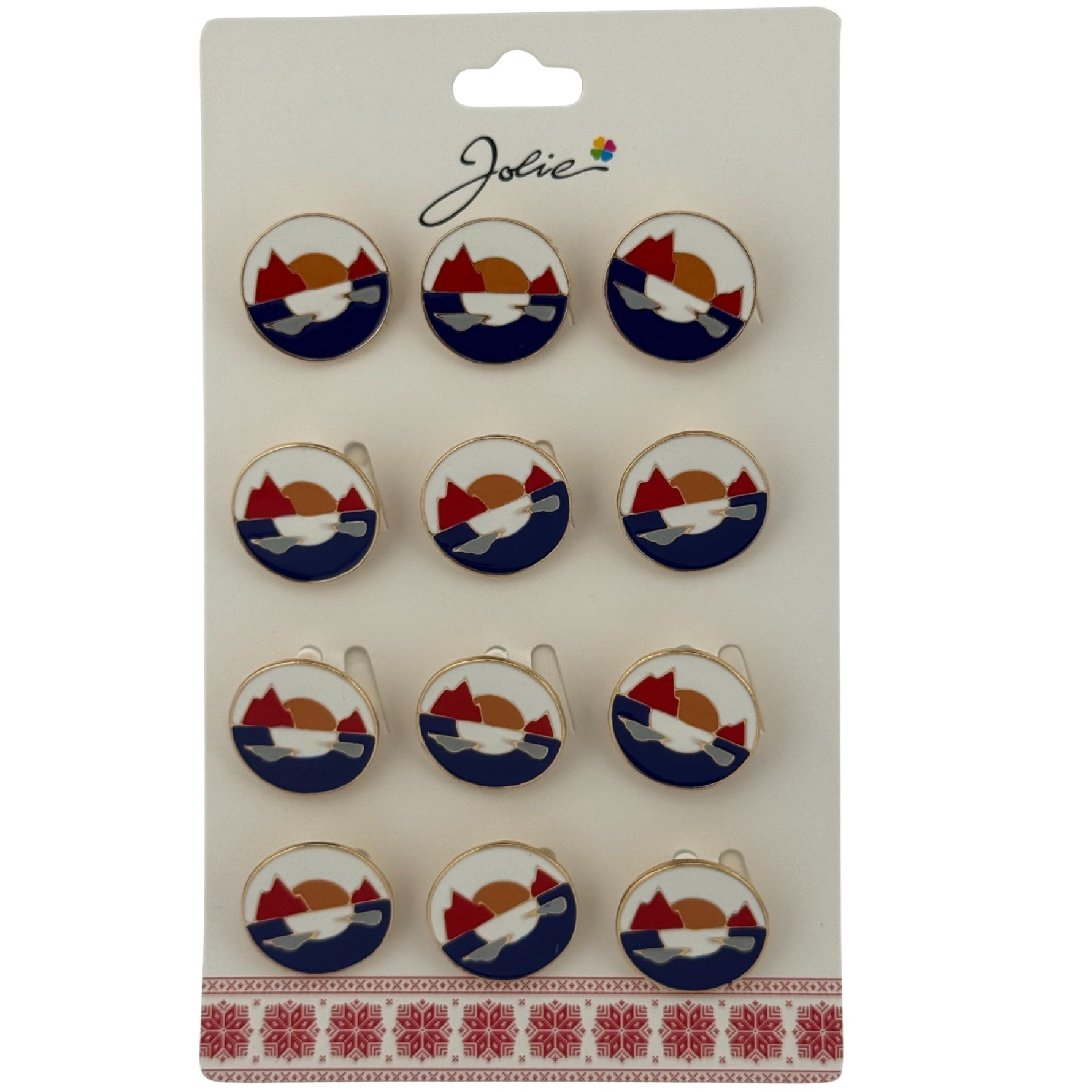 Set 12 Brose Martisor pentru Copii, Jolie, Model Peisaj, Multicolor