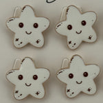 Set 12 Brose Martisor pentru Copii, Jolie, Model Stea care Zambeste, Alb