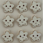 Set 12 Brose Martisor pentru Copii, Jolie, Model Stea care Zambeste, Alb
