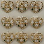 Set 12 Brose Martisor Primavara, Jolie, Model Trei Ghiocei in Inima, Alb
