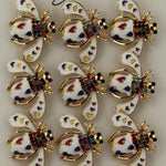 Set 12 Brose Martisor Primavara, Jolie, Model Albina Alba cu Inimi Colorate, Multicolor