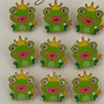 Set 12 Brose Martisor pentru Copii,, Jolie, Model Broscuta cu Coronita, Verde