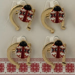 Set 12 Brose Martisor Primavara, Jolie, Model Buburuza cu Motiv Traditional in Potcoava