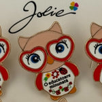 Set 12 Brose Martisor Primavara, Jolie, Model Bufnita ,cu Mesaj O Educatoare Minunata