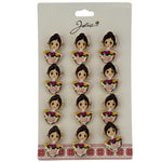 Set 12 Brose Martisor Primavara, Jolie, Model Fata, Mesaj Cea Mai Scumpa Mama, Multicolor