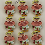 Set 12 Brose Martisor Primavara, Jolie, Model Fata, Mesaj Cea Mai Inteleapta Bunica, Multicolor
