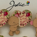Set 12 Brose Martisor Primavara, Jolie, Model Ursulet, cu Mesaj Mami Te Iubesc, Maro