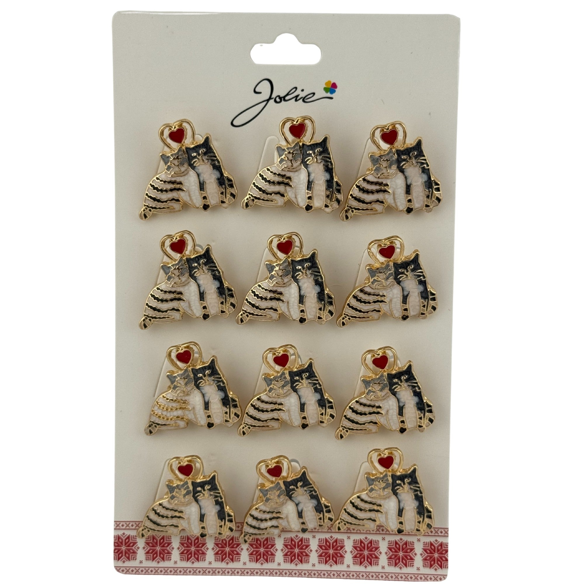 Set 12 Brose Martisor Primavara, Jolie, Model Cuplu de Pisici