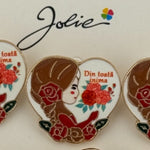 Set 12 Brose Martisor Primavara, Jolie, Model Fata, Mesaj Din Toata Inima, Multicolor