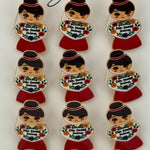Set 12 Brose Martisor Primavara, Jolie, Model Fata, Mesaj Din Toata Inima, Multicolor