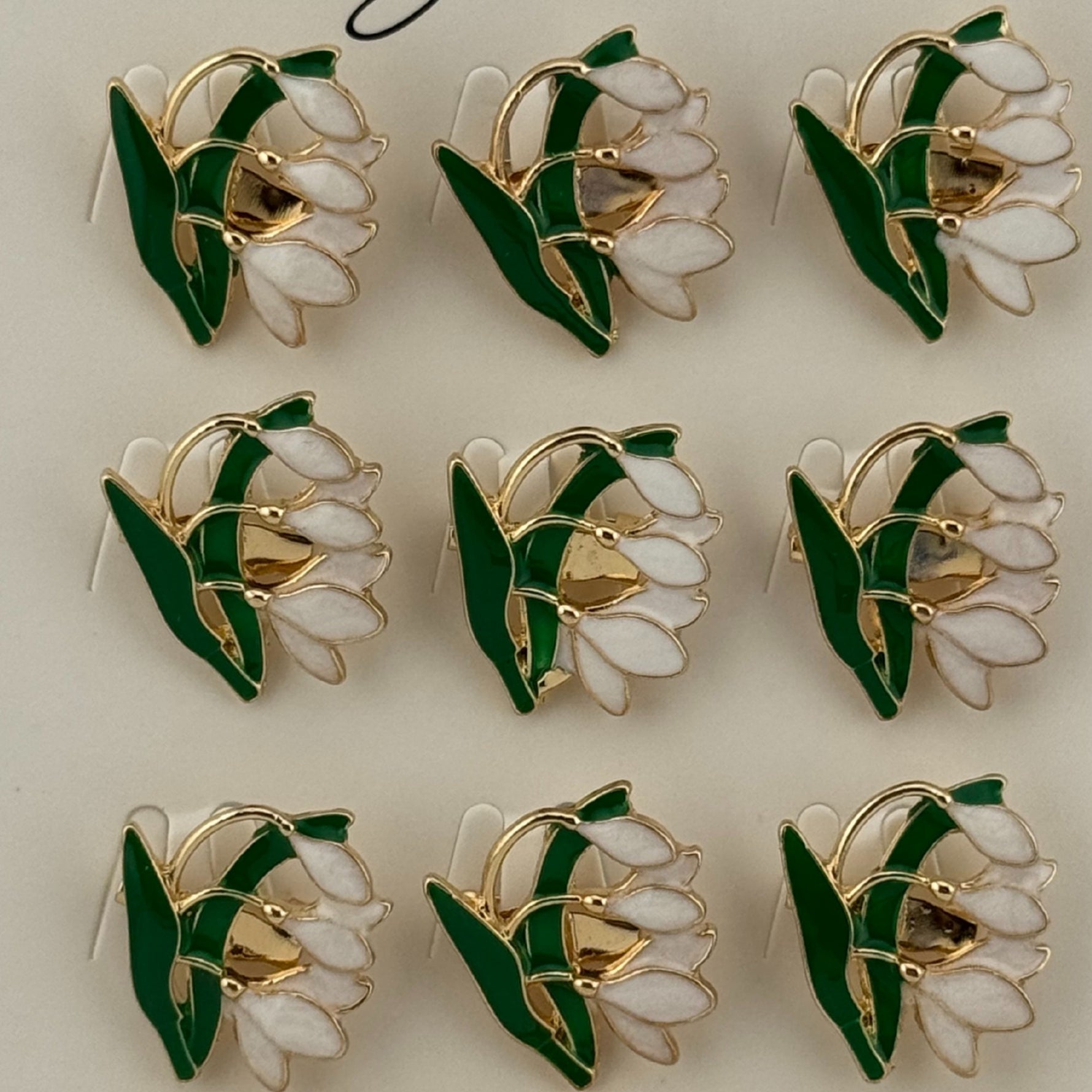 Set 12 Brose Martisor Primavara, Jolie, Model Ghiocei, Verde Alb