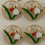 Set 12 Brose Martisor Primavara, Jolie, Model Ghiocel cu Buburuza in Cerc