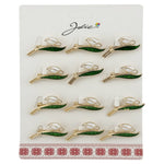 Brose Martisor, Jolie, Set 12 Bucati, Model Primavara Ghiocel, Brose din Metal, Aspect Lacuit, Alb