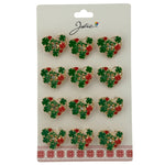 Set 12 Brose Martisor Primavara, Jolie, Model Inima Impodobita cu Trifoi si Buburuza, Verde