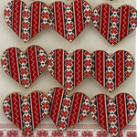 Set 12 Brose Martisor Primavara, Jolie, Model Inima Rosie cu Motiv Traditional, Rosu