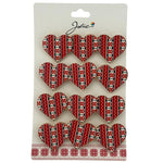Set 12 Brose Martisor Primavara, Jolie, Model Inima Rosie cu Motiv Traditional, Rosu