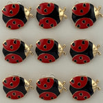 Set 12 Brose Martisor Primavara, Jolie, Model Buburuza, Rosu-Negru