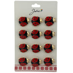 Set 12 Brose Martisor Primavara, Jolie, Model Buburuza, Rosu-Negru