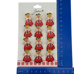 Set 12 Brose Martisor Primavara, Jolie, Model Fata, cu Mesaj Mandra de Tara Mea, Multicolor