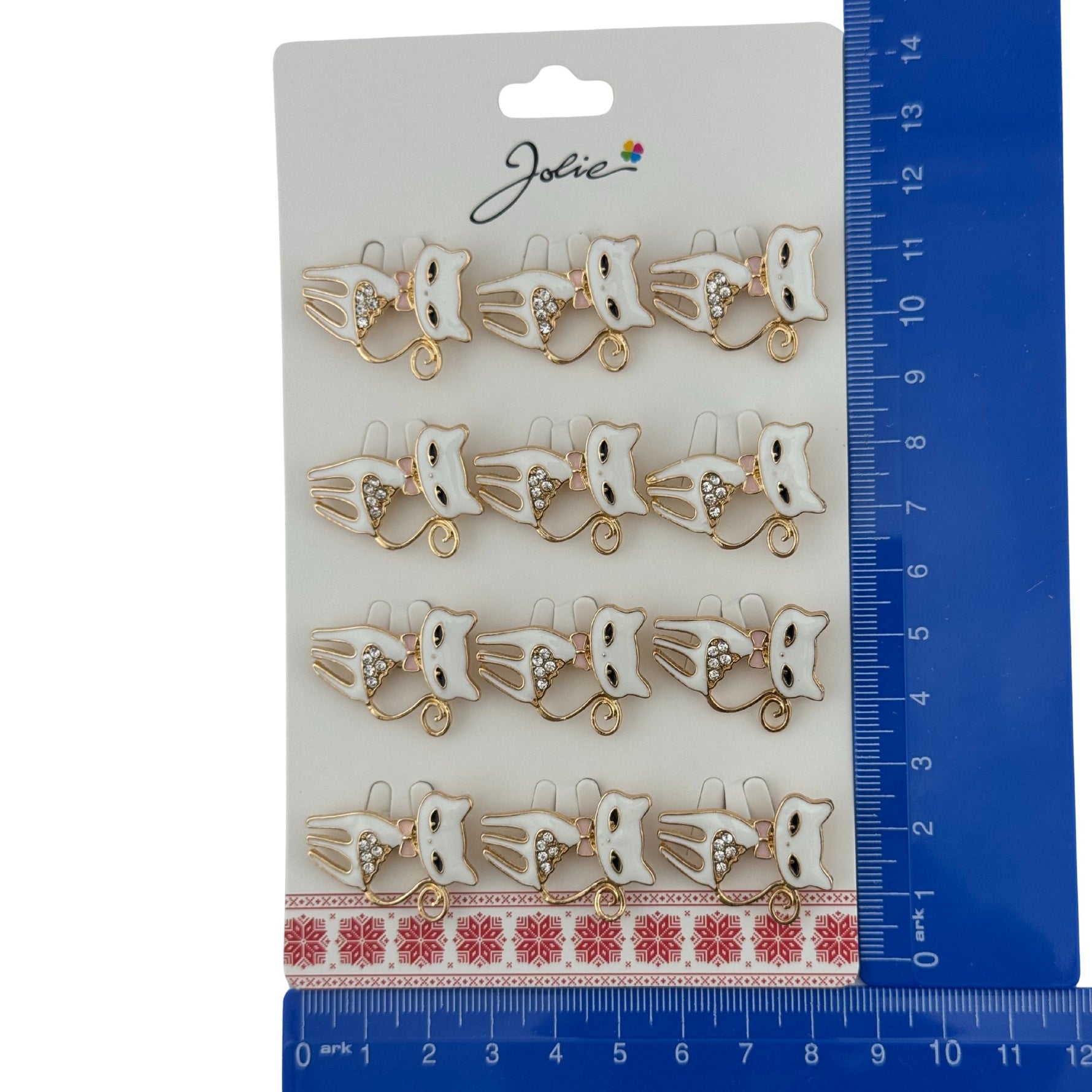 Set 12 Brose Martisor Primavara, Jolie, Model Pisica Alba cu Pietre