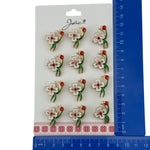 Set 12 Brose Martisor Primavara, Jolie, Model Trifoi cu Buburuza, Verde Alb Rosu