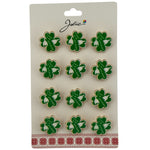 Set 12 Brose Martisor Primavara, Jolie, Model Trifoi cu Patru Foi, Mesaj Primeste in Dar Primavara, Verde
