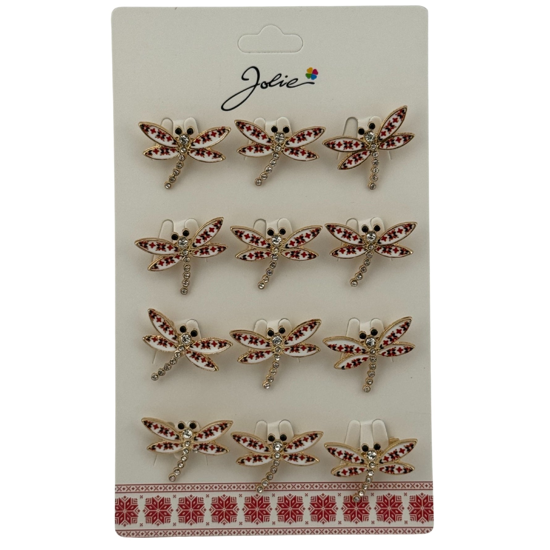 Set 12 Brose Martisor Primavara, Jolie, Model Libelula cu Motiv Traditional si Pietre