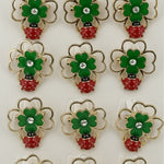 Set 12 Brose Martisor de Primavara Margareta cu Fluture si Buburuza, Jolie, Brose din Metal, Aspect Lacuit, 2,5 x 2,5