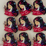 Set 12 Brose Martisor Primavara, Jolie, Model Fata, cu Mesaj Love You Nasa, Multicolor