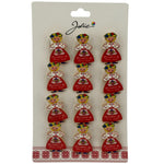 Set 12 Brose Martisor Primavara, Jolie, Model Fata, cu Mesaj Mandra de Tara Mea, Multicolor